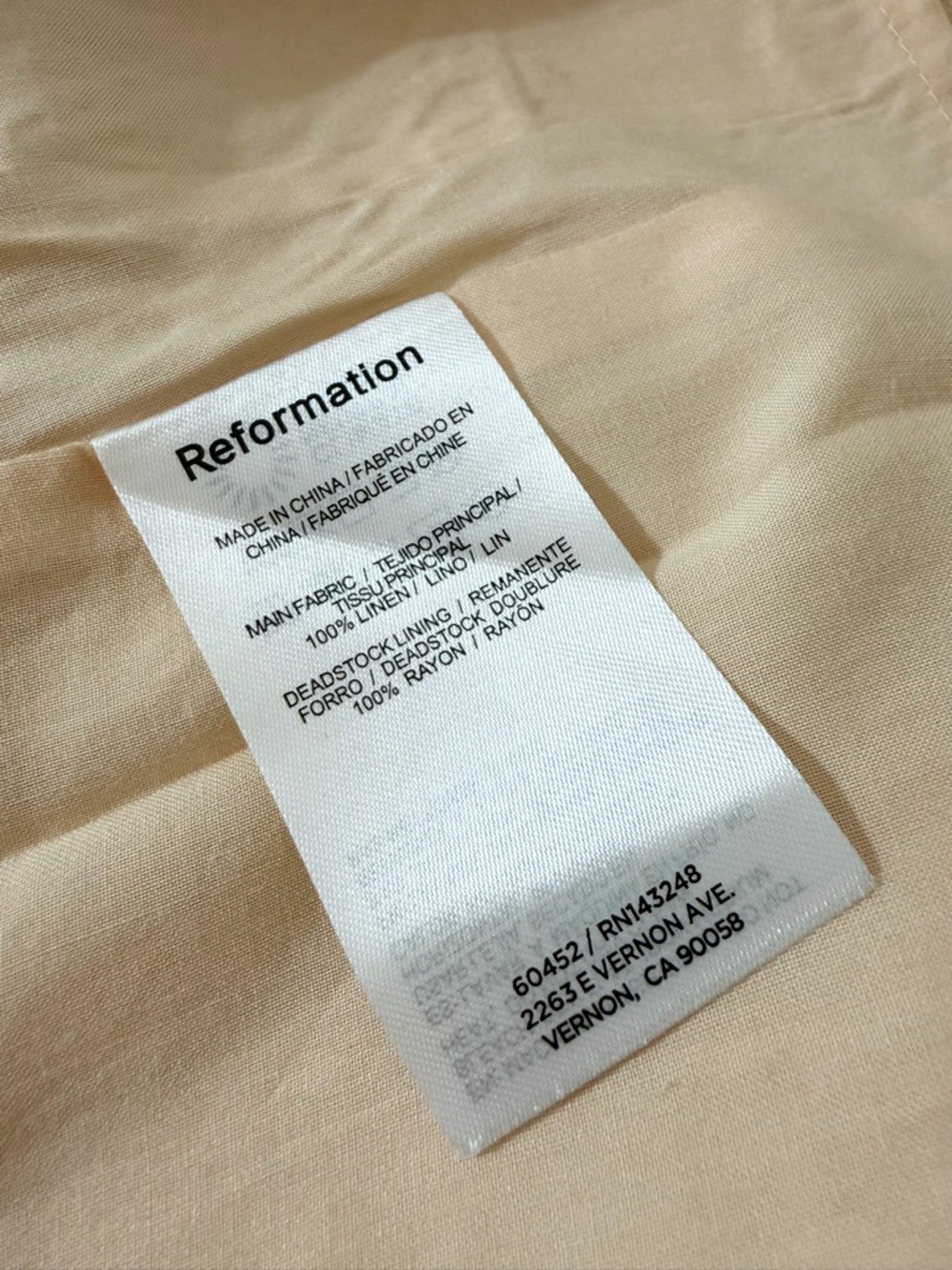 Reformation Colette Linen Dress Parmesan Yellow Size 0 - Picture 11 of 12